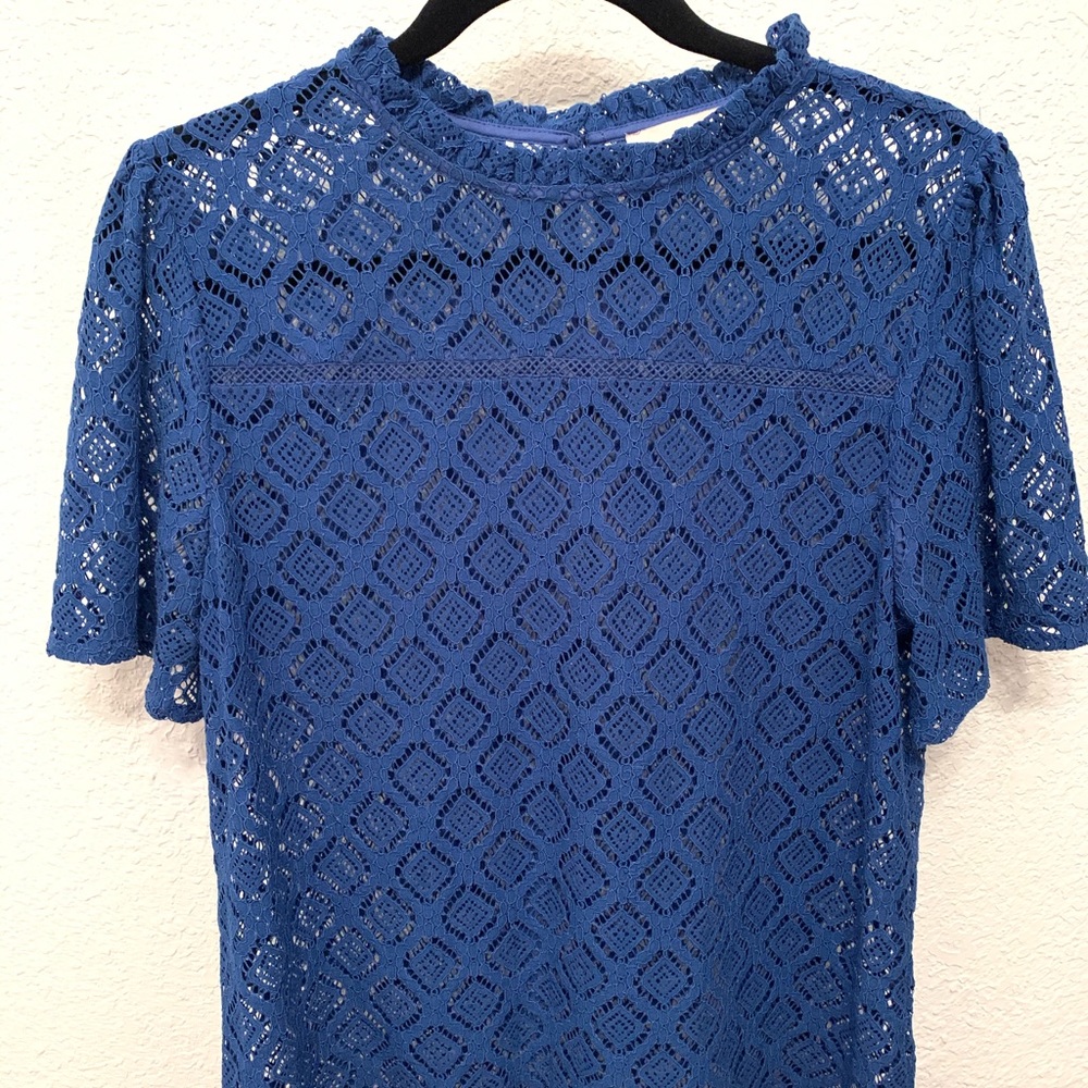 Ann Taylor Loft Blue Lace Blouse Size Medium